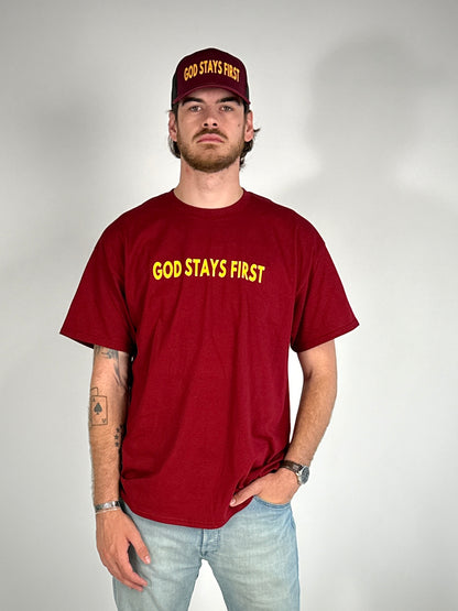 God Stays First Trucker Hat